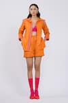 Buy_The Dramebaaz Co_Orange Cotton Spread Collar Shirt And Solid Shorts Set _at_Aza_Fashions