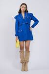 Buy The Dramebaaz CO Blue Cotton Shawl Neck Trench Dress at Aza Fashions Buy_The Dramebaaz CO_Blue Cotton Shawl Neck Trench Dress _at_Aza_Fashions
