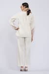 Shop_The Dramebaaz CO_Off White Cotton Embroidery V-neck Mirage Jacket And Pant Set _at_Aza_Fashions