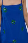 Buy The Dramebaaz CO Blue Cotton Beads Square Neck Electric Embellished Spaghetti Dress Online at Aza Fashions Buy_The Dramebaaz CO_Blue Cotton Beads Square Neck Electric Embellished Spaghetti Dress _Online_at_Aza_Fashions