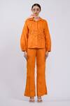 Buy The Dramebaaz CO Orange Cotton Embroidery Collared Tangerine Vintage Garden Shirt And Pant Set at Aza Fashions Buy_The Dramebaaz CO_Orange Cotton Embroidery Collared Tangerine Vintage Garden Shirt And Pant Set _at_Aza_Fashions
