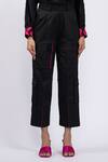 The Dramebaaz CO_Black Cotton Embroidery, Applique Collared Jacket And Pant Set _at_Aza_Fashions