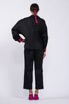 Shop_The Dramebaaz CO_Black Cotton Embroidery, Applique Collared Jacket And Pant Set _at_Aza_Fashions