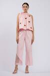 Buy_The Dramebaaz CO_Pink Cotton Beads Halter Neck Upon Her Blush Top And Pant Set _at_Aza_Fashions