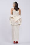 Shop_The Dramebaaz CO_Off White Cotton Beads Collared Embroidered Sheer Jacket _at_Aza_Fashions