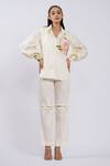 Buy_The Dramebaaz CO_Off White Cotton Beads, Embroidery Collared Shirt And Pant Set _at_Aza_Fashions
