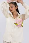 Buy_The Dramebaaz CO_Off White Cotton Beads, Embroidery Collared Shirt And Pant Set _Online_at_Aza_Fashions