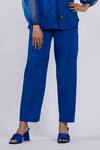 Buy_The Dramebaaz CO_Blue Cotton Beads, Stones V-neck Glass Embellished Top And Pant Set _Online_at_Aza_Fashions