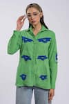 Buy_The Dramebaaz CO_Green Cotton Beads Collared Embellished Shirt _at_Aza_Fashions