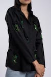 Buy_The Dramebaaz Co_Black Cotton Embellished Glass Stone Spread Collar Shirt _Online_at_Aza_Fashions