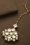 Shop_Paisley Pop_Gold Plated Kundan Floral Maangtikka _at_Aza_Fashions