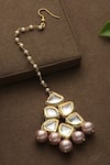 Shop_Paisley Pop_Gold Plated Kundan Floral Maangtikka _at_Aza_Fashions