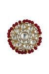 Shop_Riana Jewellery_Gold Plated Beads, Diamonds Floral Stone Ring _at_Aza_Fashions