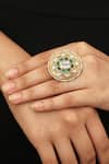 Buy_Riana Jewellery_Gold Plated Pearls Circular Stone Ring _at_Aza_Fashions