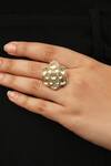 Buy_Riana Jewellery_Gold Plated Pearls Floral Stone Ring _at_Aza_Fashions