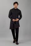 Buy_Siddhesh Chauhan_Black Silk Embroidery Diamond Concentric Nehru Jacket_at_Aza_Fashions