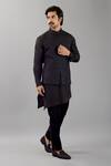Shop_Siddhesh Chauhan_Black Silk Embroidery Diamond Concentric Nehru Jacket_Online_at_Aza_Fashions