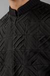 Siddhesh Chauhan_Black Silk Embroidery Diamond Concentric Nehru Jacket_at_Aza_Fashions