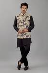 Buy Siddhesh Chauhan Black Silk Embroidery Floral Print Nehru Jacket at Aza Fashions Buy_Siddhesh Chauhan_Black Silk Embroidery Floral Print Nehru Jacket_at_Aza_Fashions