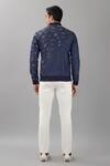 Shop_Siddhesh Chauhan_Blue Denim Embroidered Capital Initials Mathematically-modern Bomber Jacket_at_Aza_Fashions