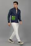 Buy_Siddhesh Chauhan_Blue Denim Embroidered Capital Initials Mathematically-modern Bomber Jacket_Online_at_Aza_Fashions