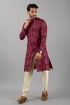 Buy_Siddhesh Chauhan_Purple Muslin Embroidery Thread Kurta And Pant Set_Online_at_Aza_Fashions