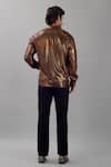 Shop_Siddhesh Chauhan_Gold Hologram Metallic Fabric Plain Glow Bomber Jacket _at_Aza_Fashions