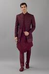 Buy_Siddhesh Chauhan_Wine Terry Rayon Embroidered Versatile Jacquard Jodhpuri Jacket Set  _at_Aza_Fashions