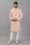 Buy_Siddhesh Chauhan_Pink Silk Embroidered Thread And Sequin Work & Sherwani Set  _at_Aza_Fashions