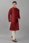 Buy_Siddhesh Chauhan_Maroon Dupion Silk Smocking Smocked Panel Bundi _Online_at_Aza_Fashions