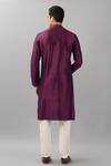 Shop_Siddhesh Chauhan_Purple Raw Silk Solid Overlap Curved Panel Kurta With Pant  _at_Aza_Fashions