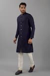 Buy_Siddhesh Chauhan_Blue Silk Jacquard Textured Kurta With Pant _Online_at_Aza_Fashions