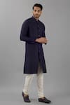 Shop_Siddhesh Chauhan_Blue Silk Jacquard Textured Kurta With Pant _Online_at_Aza_Fashions