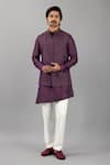 Buy_Siddhesh Chauhan_Purple Silk Blend Pintuck Diamond Pattern Bundi _at_Aza_Fashions