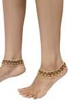Buy_Riana Jewellery_Gold Plated Jadtar Stone Tiered Anklets _at_Aza_Fashions