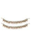 Shop_Riana Jewellery_Gold Plated Jadtar Stone Tiered Anklets _at_Aza_Fashions