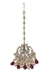 Shop_Riana Jewellery_Gold Plated Jadtar Stone Chandbali Drop Maangtikka _at_Aza_Fashions