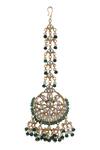 Shop_Riana Jewellery_Gold Plated Jadtar Stone Chandbali Drop Maangtikka _at_Aza_Fashions