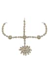 Shop_Riana Jewellery_Gold Plated Chandbali Drop Maangtikka _at_Aza_Fashions
