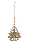 Shop_Riana Jewellery_Gold Plated Bead Drop Maangtikka _at_Aza_Fashions