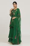 Buy_Sozenkari_Emerald Green Pure Silk Persian Bead Embellished Asymmetric Anarkali Sharara Set _at_Aza_Fashions