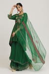 Shop_Sozenkari_Emerald Green Pure Silk Persian Bead Embellished Asymmetric Anarkali Sharara Set _Online_at_Aza_Fashions