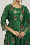 Shop_Sozenkari_Emerald Green Pure Silk Persian Bead Embellished Asymmetric Anarkali Sharara Set _at_Aza_Fashions