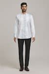 Arihant Rai Sinha_White Cotton Geometric Pattern Shirt _at_Aza_Fashions