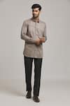 Buy_Arihant Rai Sinha_Grey Cotton Diagonal Striped Shirt _Online_at_Aza_Fashions