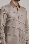 Shop_Arihant Rai Sinha_Grey Cotton Diagonal Striped Shirt _Online_at_Aza_Fashions