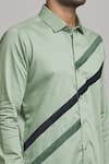 Shop_Arihant Rai Sinha_Green Cotton Diagonal Stripe Pattern Shirt _Online_at_Aza_Fashions