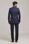 Shop_Aryavir Malhotra_Blue Tweed Checkered Blazer _at_Aza_Fashions