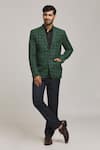 Buy_Aryavir Malhotra_Green Tweed Checkered Pattern Blazer _at_Aza_Fashions