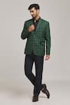 Aryavir Malhotra_Green Tweed Checkered Pattern Blazer _Online_at_Aza_Fashions